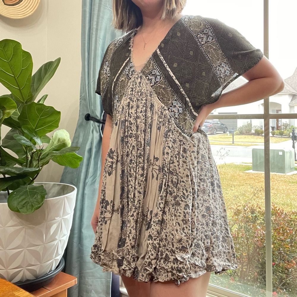 Free People Deep V Floral Mini